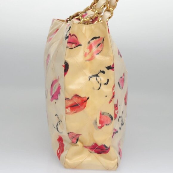 CHANEL Matelasse Chain COCO Mark Lip Tote Bag Vinyl Red CC Auth yk17404 - Picture 6 of 16